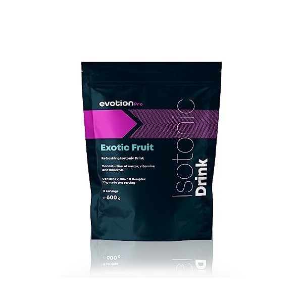 EVOTION PRO Boisson Isotonique en Poudre - 600g, Idéale pour shydrater, Avec électrolytes et Des Glucides, Prévenir les Cram