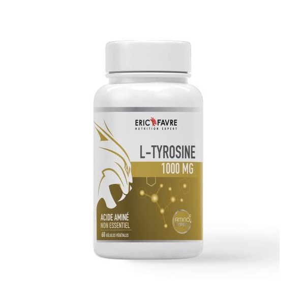 L-TYROSINE 100% pure - 1000mg, Performance et Énergie Musculaire, Précurseur de 3 Neurotransmetteurs - 60 gélules végétales -