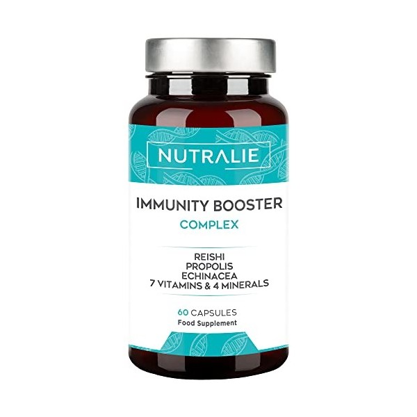 Défenses Immunitaires Adulte - Complément Alimentaire Fatigue - Vitamine C, Echinacea, Zinc, Propolis, Reishi - Système Immun