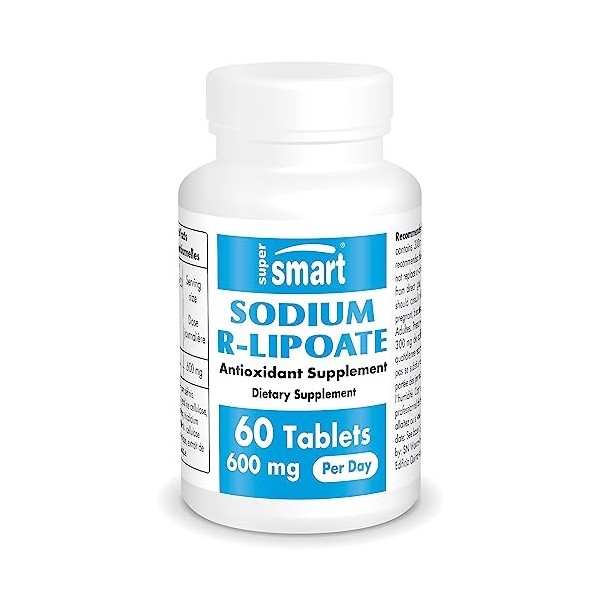 Supersmart - Sodium R-Lipoate 300 mg - Sel de Sodium de l’Acide R-Alpha-Lipoïque - Antioxydant | Sans OGM - 60 Capsules Végét