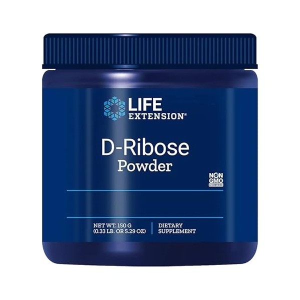 Life Extension, D-Ribose, 5g par Jour, Hautement Dosé, 150g de Poudre végétalienne, Testé en Laboratoire, Végétarien, Sans Gl