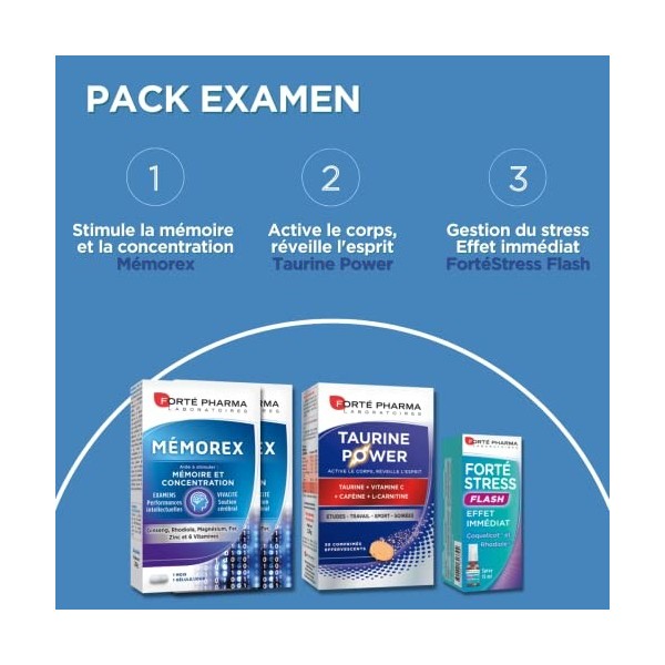 Forté Pharma - Pack Examen | Energie - Mémoire - Anti-Stress 4 produits 