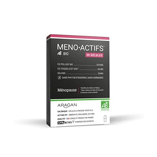 ARAGAN - Synactifs - Menoactifs - Complément Alimentaire Ménopause - Bouffées de Chaleur et Fatigue - Pollen Bio, Coquelicot 