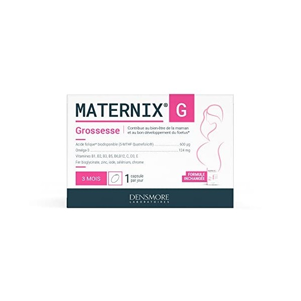 Densmore - MATERNIX G Vitamines Grossesse - Complément Alimentaire Acide Folique Grossesse - Spécifique femme enceinte - Fati