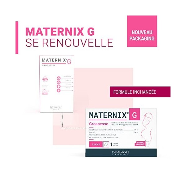 Densmore - MATERNIX G Vitamines Grossesse - Complément Alimentaire Acide Folique Grossesse - Spécifique femme enceinte - Fati