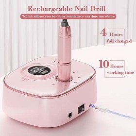 ANBEISTEE Ponceuse pour Ongles Electrique Professionnelle Rechargeable 35000 RPM, Avec Affichage LED et 12 Embouts Ponçage po
