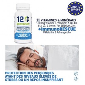MELATONINE et ASHWAGANDHA pour sendormir et réduire le stress. Vitamines pour la fatigue et les défenses immunitaires- 60 Gé