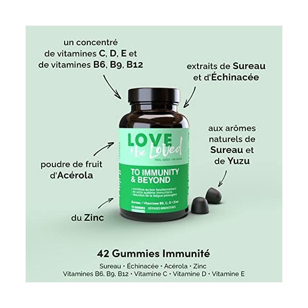 Gummies Immunité “To Immunity & Beyond” | 42 Gommes Vegan | Complément Alimentaire | Défenses Naturelles | Réduction de la Fa