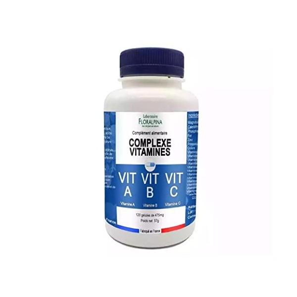 Laboratoire Floralpina - Complexe vitamines 120 gélules - riche en magnésium, réduction de la fatigue