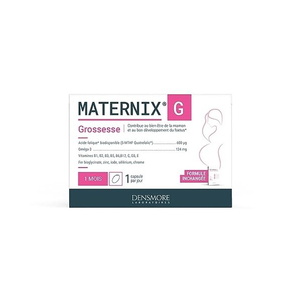 Densmore - MATERNIX G Vitamines Grossesse - Complément Alimentaire Acide Folique Grossesse - Spécifique femme enceinte - Fati