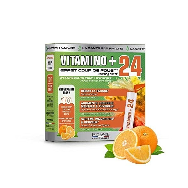 VITAMINO + Unicadoses - Complexe Multivitamines A, B, C, D3, E, Minéraux, Acides Aminés, Immunité, fatigue - Prêt à boire, go