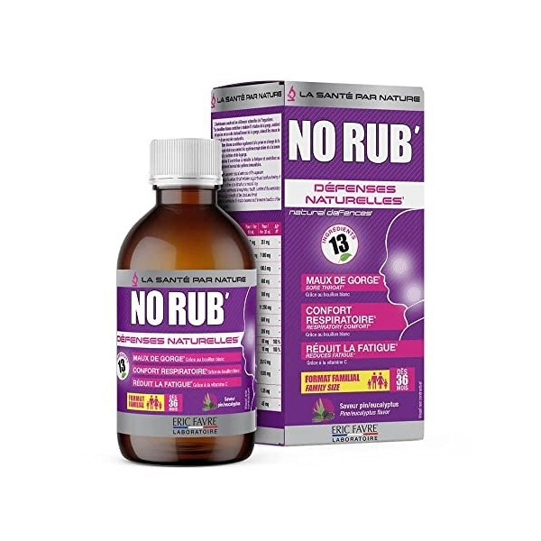 NO RUB FLASH 200mL - Apaise les Gênes hivernales Nez bouché, Gorge irritée, Fatigue, Vegan, Goût Pin-Eucalyptus - Laboratoir