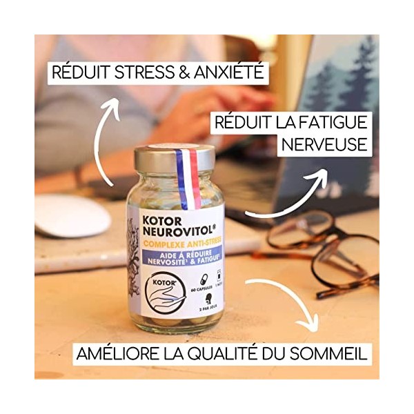 KOTOR NEUROVITOL | Anti Stress & Anxiété | Mémoire & Concentration | Lithothamme + Magnésium + Zinc + Vitamines B1, B2, B3, B