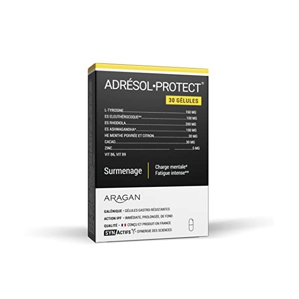 ARAGAN - Synactifs - AdresolProtect - Complément Alimentaire Surmenage & charge mentale - Zinc, Rhodiola, Ashwagandha, Eleuth