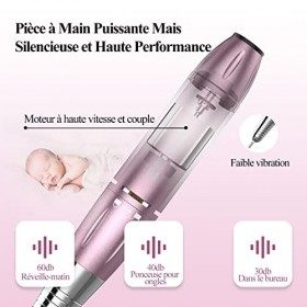 Enniewi Ponceuse pour Ongles 35000 Tours Portable Lime à Ongles Electrique Silencieuse avec 6 Embouts pour Manucure Pédicure 