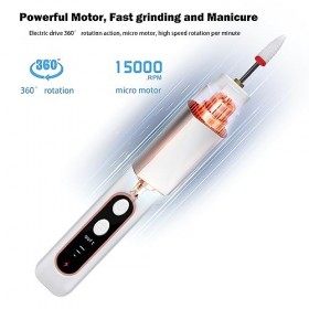 Ponceuse pour Ongles Professionnelle, 12 en1 Lime a Ongle Electrique, Ponceuse pour Ongles avec USB 15000RPM, Portable Kit de