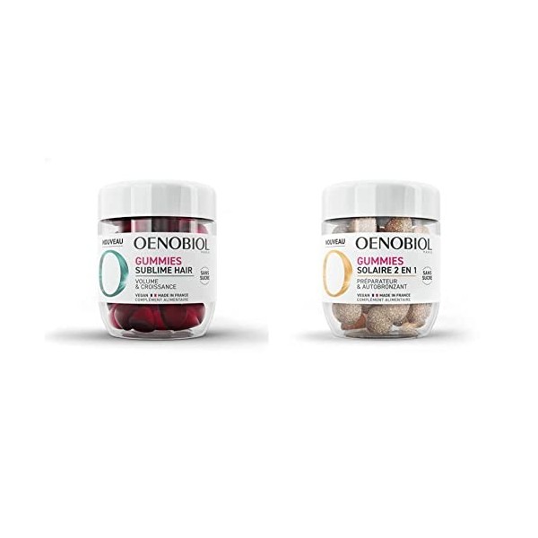 OENOBIOL GUMMIES Sublime hair - Favorise la croissance, Redonne du volume - Programme 1 mois - 60 Gummies & GUMMIES Solaire 2