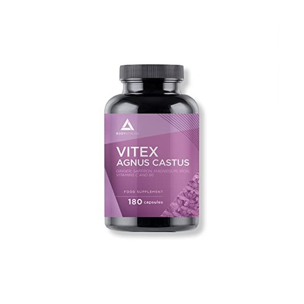 Bodyathlon- Gattilier Vitex Agnus Castus – 180 Capsules– Female Balance– Équilibre hormonal – Équilibre hormonal féminin – Av