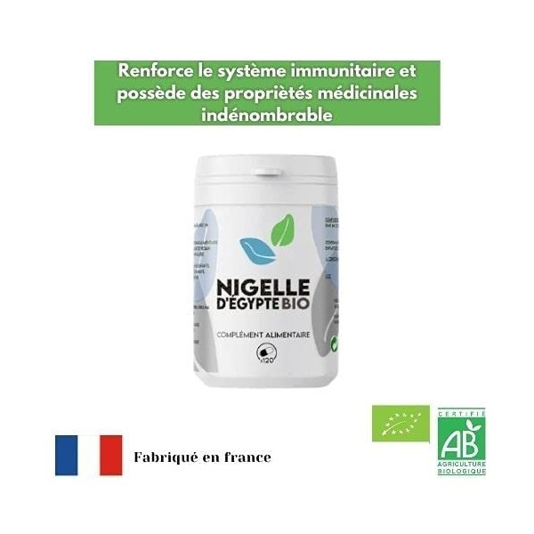 Nigelle dEgypte certifié bio par ecocert en labo français-120 gélules-400mg/gélule-cumin noir bio-superaliment immunisant