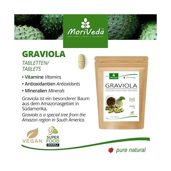 MoriVeda® - Graviola pressée I Vegan I Extrait de fruit I 1x 120 tabs