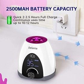 Delanie Ponceuse pour Ongles Professionnelle Electrique 35000 Tours Silencieuse avec Pédale et 6 Embouts et Affichage LED pou