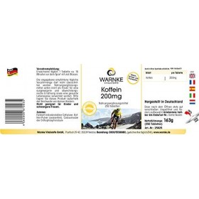 Caféine Comprimés 200mg - Haute Dose - Vegan - 250 Pièces | Warnke Vitalstoffe