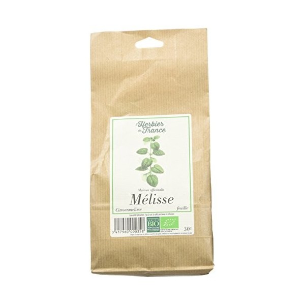 LHerbier de France Mélisse Feuilles Bio Sachet Kraft 30 g