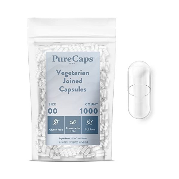 PurecapsUSA Capsules végétariennes vides 1000 Capsules Inscrit