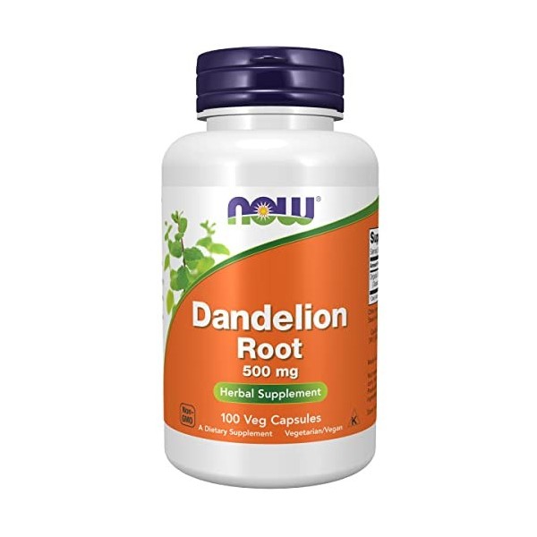 Now Foods, Dandelion Root Racine de Pissenlit , 500mg, 100 Capsules végétaliennes, Testé en Laboratoire, Végétal, Sans Glute