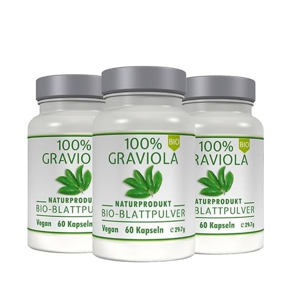 3 x 60 pcs./400mg ORGANIC COROSSOL - Bio & Vegan- Directement de fabricant Graviola.de