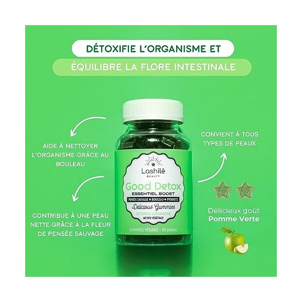 LASHILÉ BEAUTY - Compléments Alimentaires - Good Night / Good Detox / Good Immunity - Cure Bien Etre - 3 x 60 Gummies - Fabri