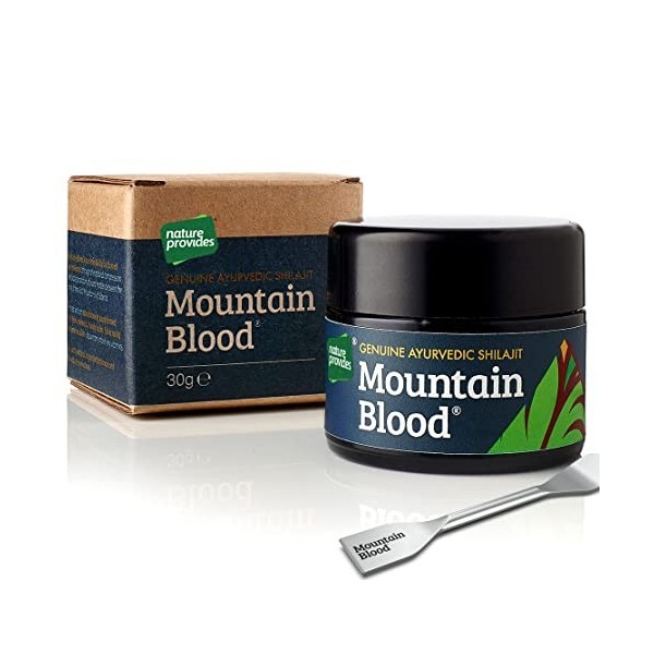 Shilajit de qualité supérieure par Mountain Blood® 30g , approvisionnement pour 3 mois. Sans OGM, bio, Vegan, Origine éthiqu