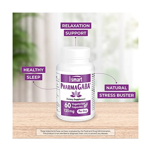 PharmaGABA 125 mg - Anti-Stress - Contribue à Diminuer le Stress et l’Anxiété - Neurotransmetteur Inhibiteur du Système Nerve