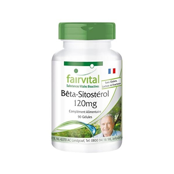 Fairvital | Bêta-sitostérol 120mg - boite de 3 mois - VEGAN - Fortement dosé - 90 capsules - de lhuile de pin