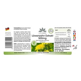 Racine de Pissenlit 500mg- Extrait - 60 gélules - Végan - Dent de lion | HERBADIREKT by Warnke Vitalstoffe