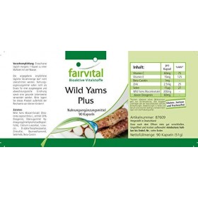 Fairvital | Ignames sauvages et plus - boite de 3 mois - VEGAN - Fortement dosé - 90 capsules -racine d´ignames avec vitamine