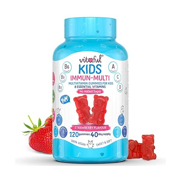 VITAFUL Kids - Vitamines pour enfants - Gummies Multivitamines Défenses immunitaires - Vitamines A,B,C,D,E - Fibres prébiotiq