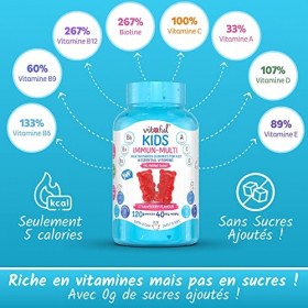 VITAFUL Kids - Vitamines pour enfants - Gummies Multivitamines Défenses immunitaires - Vitamines A,B,C,D,E - Fibres prébiotiq