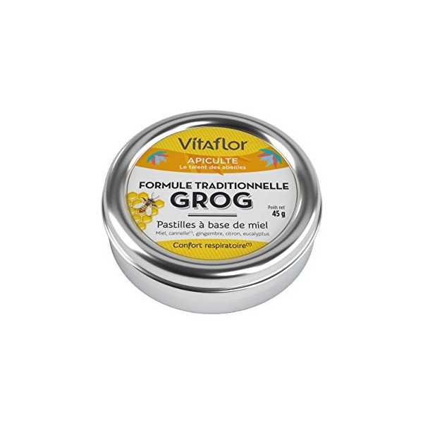 VITAFLOR Pastilles Grog à base de miel | Boite de 45gr | Une solution santé et plaisir