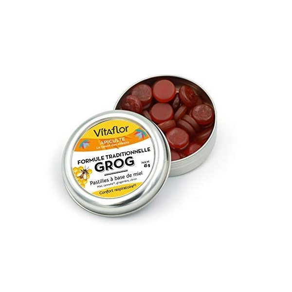 VITAFLOR Pastilles Grog à base de miel | Boite de 45gr | Une solution santé et plaisir