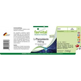 Fairvital | L-Phenylalanine 750mg - Boite pour 4 Mois - VEGAN - Fortement dosé - 120 Comprimés - Acide animé essentiel