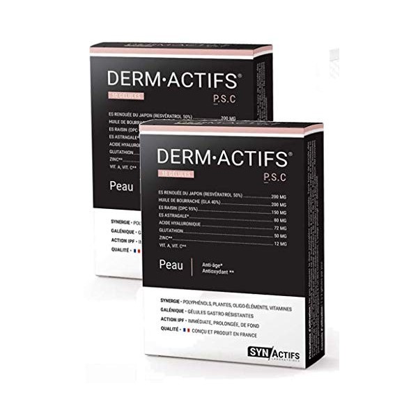 ARAGAN DERM-ACTIFS P.S.C - Peau : ANTI-AGE ANTIOXYDANT Synactifs - Lot de 2 Boites de 30 gélules 2 