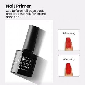 AIMEILI Nail Primer Semi Permanent Nail Prep Bond Primer Air Dry Gel Équilibrant Vernis à Ongles Primer 10ml