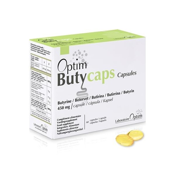 Acide butyrique - Butyrine liquide 450mg - 60 gélules | Transit, Côlon & Flore Intestinale | Complément alimentaire source de