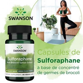 Swanson, Broccoli Sprout Extract Extrait de Pousses de Brocoli , avec Sulforaphane, 60 Capsules végétaliennes, Testé en Labo