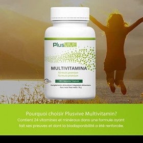 Plusvive - Lot de 180&nbsp;capsules 22-en-1 de vitamines et minéraux, à biodisponibilité améliorée