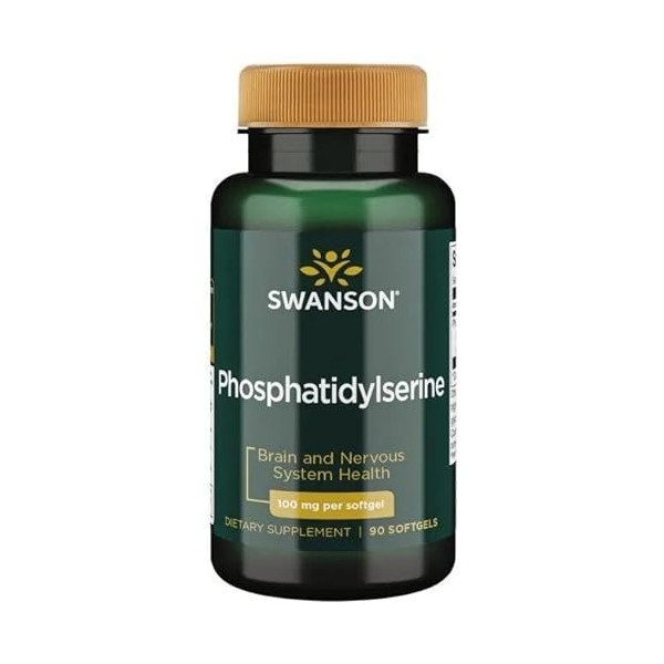 Swanson, Phosphatidylserine, 300mg par Dose Journalière, 90 Capsules molles, Hautement Dosé, Testé en Laboratoire, Sans Glute