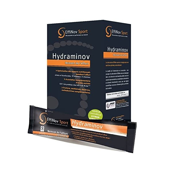 EFFINOV SPORT HYDRAMINOV - Boisson Energétique - Hydratation et Performance - Saveur Citron & Citron Vert – Vitamines Minérau