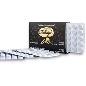 Premium Pure Shilajit Dry Drops de Sibérian Green Altai"Golden Mountains" - 120 Compte 200 mg Complément alimentaire Acide 