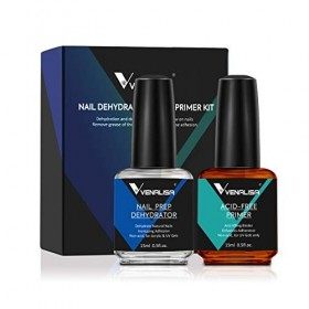 VENALISA Primer et Déshydrateur pour Ongle 15ml*2pcs Primer Ongle Vernis Semi Permanent et Nail Déshydrateur Set pour Vernis 
